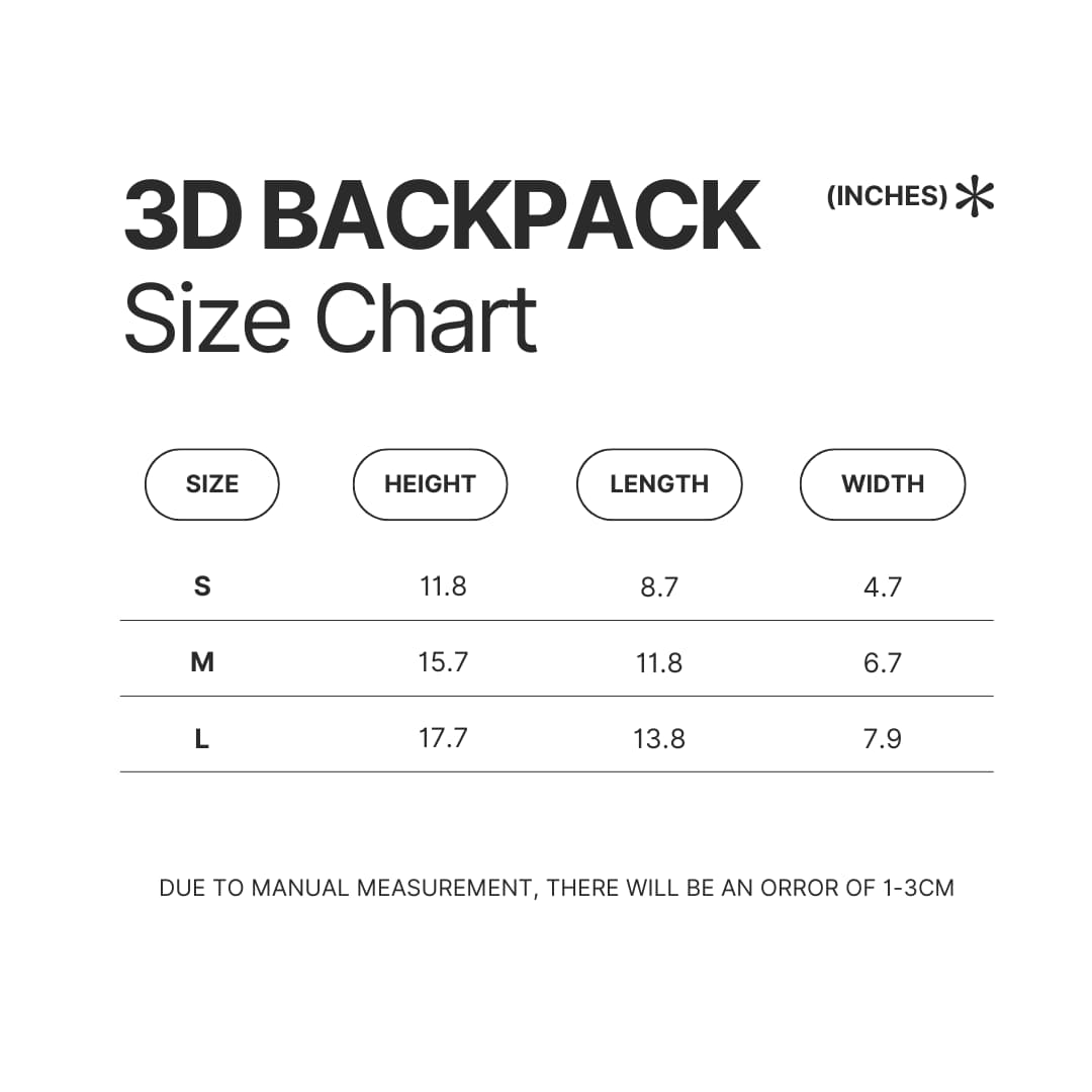 3D Backpack Size Chart - Insane Clown Posse Shop