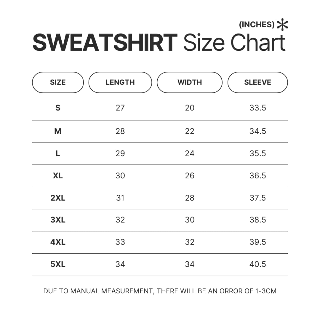 Sweatshirt Size Chart - Insane Clown Posse Shop