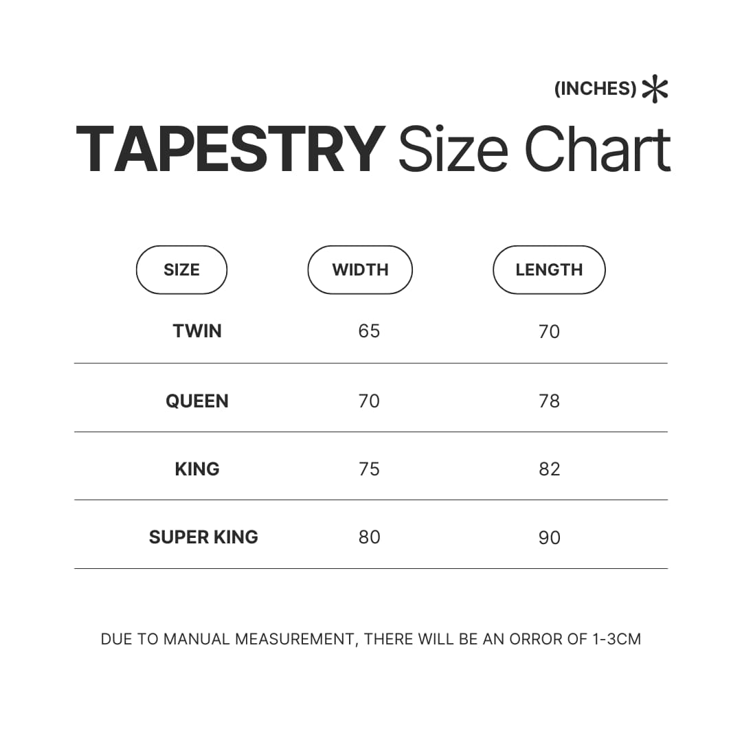 Tapestry Size Chart - Insane Clown Posse Shop